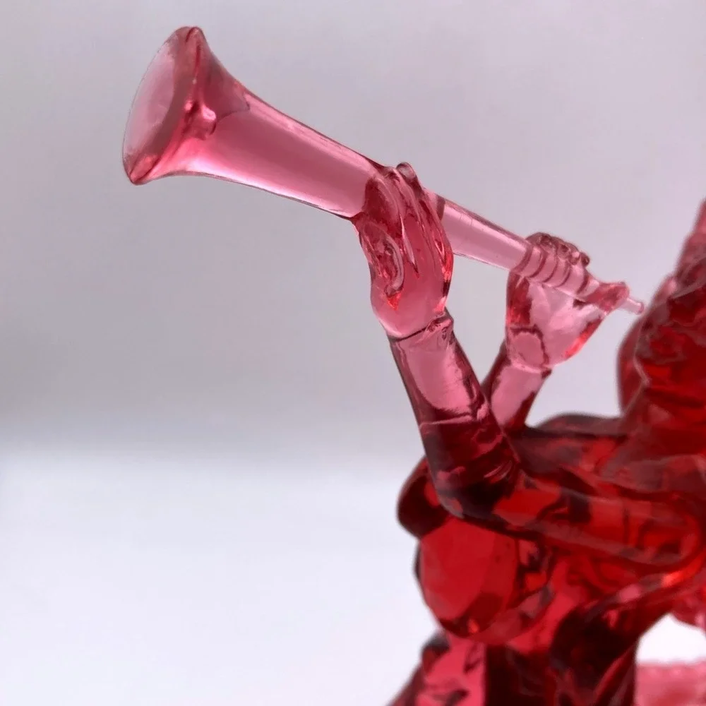 Vintage Silvestri Lucite Acrylic Angel W/ Horn Tree Topper Pink Christmas 9